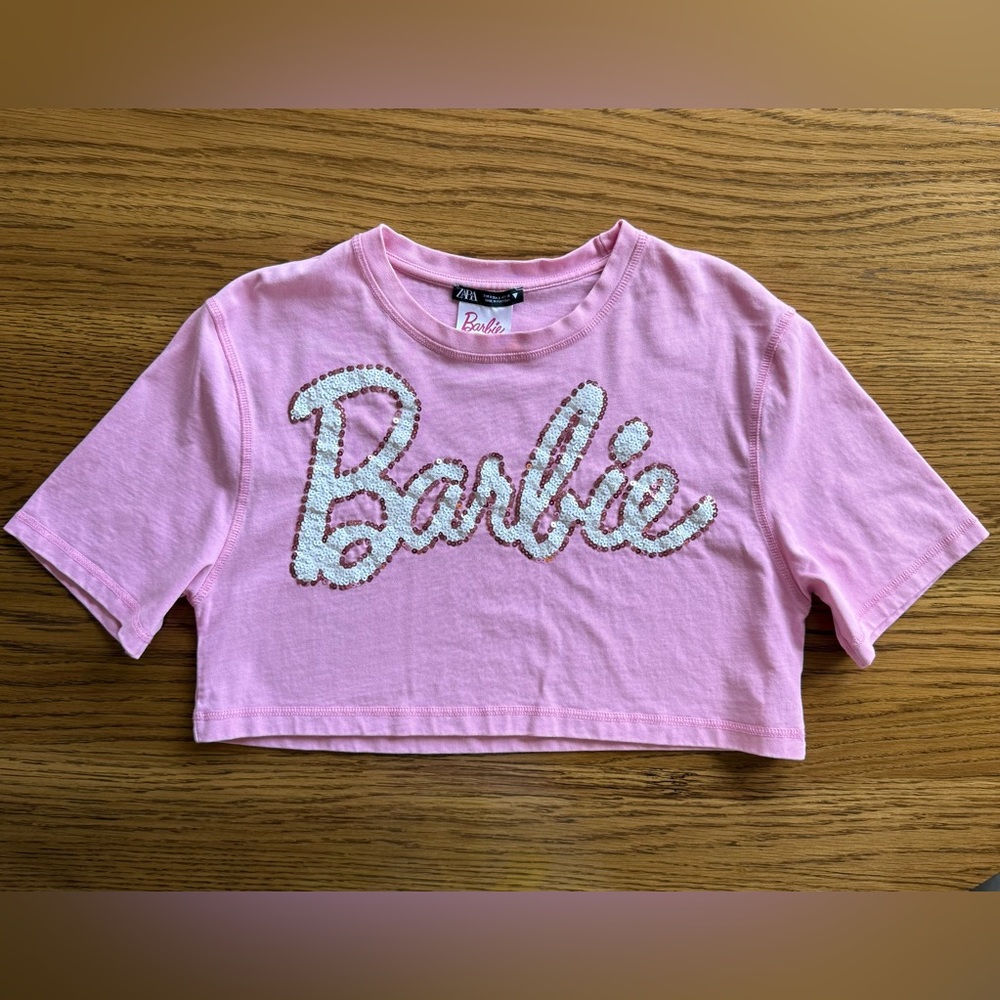 Barbie sequin crop t-shirt